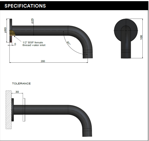 Basin Spout Long Wall-Type Basin Spout Chrome