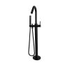 Round Freestanding Bath Mixer with Hand Spray - Matte Black