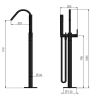Round Freestanding Bath Mixer with Hand Spray - Matte Black