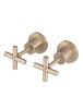 Wall Tap Set Coss Handle Basin Hot & Cold Tap Brushed Champagne Excluding Concealed Part