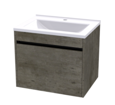 Hugo 600 Wall Hung Unit Natural Concrete + Hugo 600 Basin