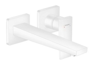 Metropol 2Hole Basin Mixer Wall Mounted Matt White