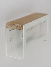 White Hand towel rail with powder coated 3CR mild steel and solid ash shelf 240x130x75m