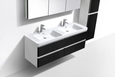 Milan 1200 Rustic Black Double Draw Vanity Set 