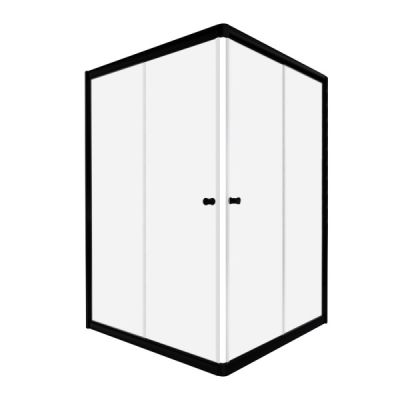 Shower Corner Entry Sliding Doors 1000x1000mm Black/Clear
