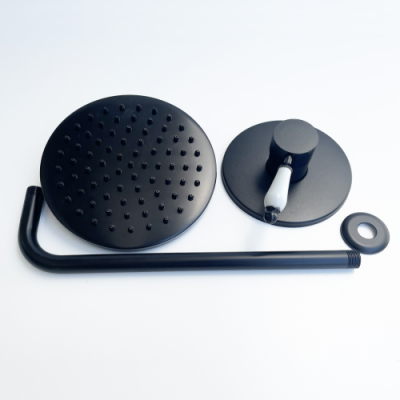 Shower Set Waterflow Shower Head 200mm Arm 400mm and Concealed Mixer Matt Black
