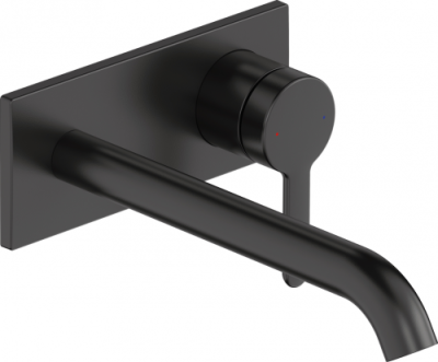 C.1 Single Lever Washbasin Mixer Black Matt Wall Mounted Finish Set
