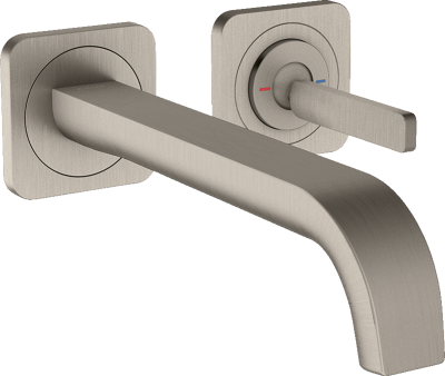 Single Lever Basin Mixer For Concealed Inst Wall-mounted P-Handle Spout 221mm Escutcheo Optic S/S