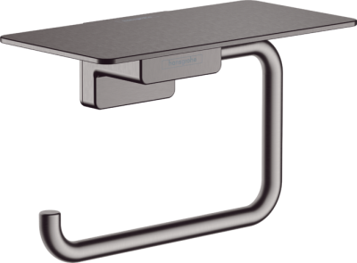 AddStoris Roll Holder With Shelf Brushed Black Chrome