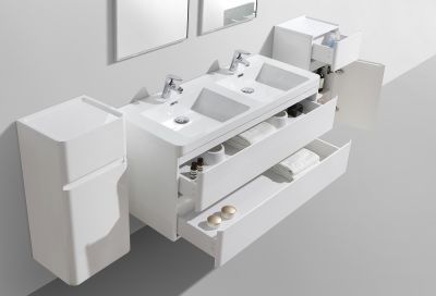 Milan 1200 Double White Vanity Set