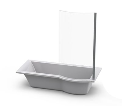 Tokyo Left Hand  Shower Bath Polished White Incl. Curved Screen  1700x750x400mm 