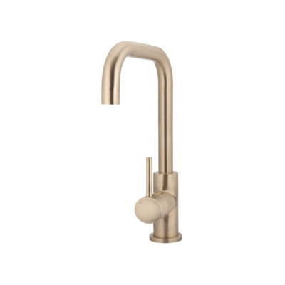 Round Kitchen Mixer Curved Tap - Champagne