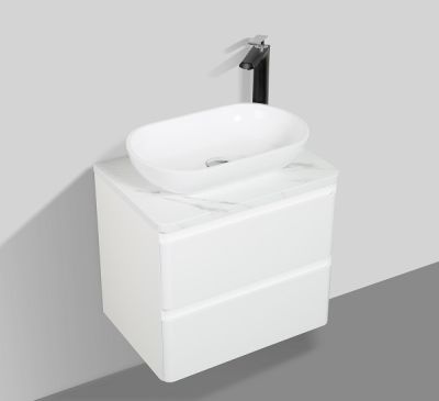 Santorini 600 White Double Drawer Vanity Set