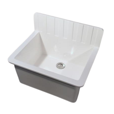 Splashback Butler Sink Wall Mounted Solid Composite Polished White 470x360x350mm