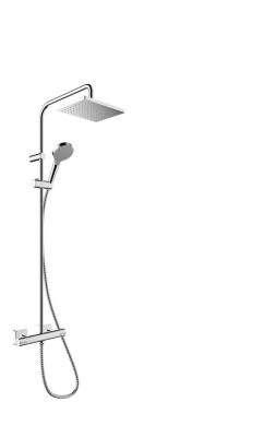 Vernis Shape Showerpipe Thermostat Ecoosmart Chrome
