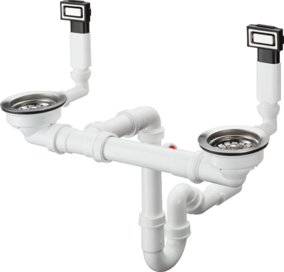 D15-10 Manual Waste And Overflow Set For Double Bowl (S719 U765 Under Mount Sink 370x370mm