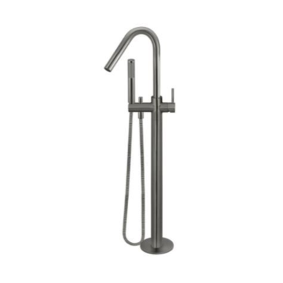 Round Freestanding Bath Mixer with Handshower Gun Metal 