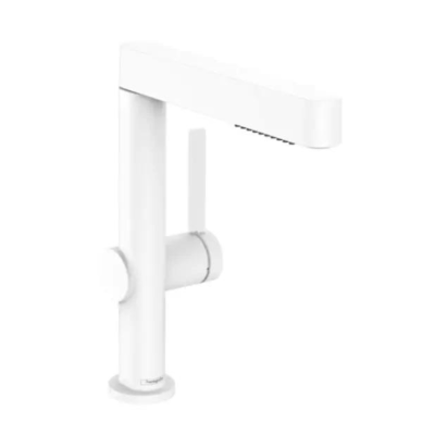 Finoris Single lever basin mixer 230 with pull-out spray, 2jet without waste set Matt White
