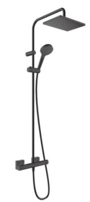 Vernis Shape Showerpipe Thermostat Matt Black