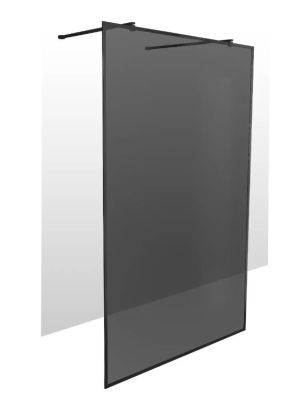 Ossa Shower Screen Matt Black Frame Smoked Glass 1200x2000mm