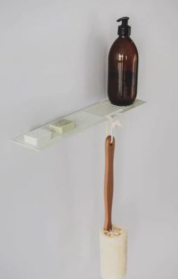 White Shower shelf large made from powder coated treated 3CR mild steel  395mm  35mm (H) 95mm (W)  