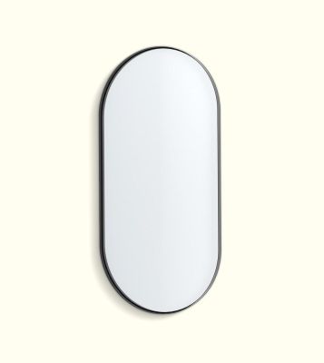 Matte Black Pill Mirror LED Backlit