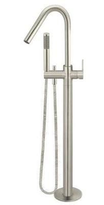 Round Paddle Freestanding Bath Mixer with Handshower Brushed Nickel 