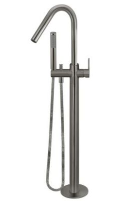 Round Paddle Freestanding Bath Mixer with Handshower Gun Metal 