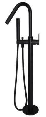 Round Paddle Freestandng Bath Mixer with Handshower Black 