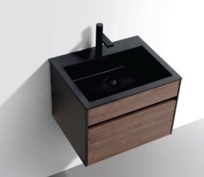Simplicity 600 Complete Vanity Set Charcoal Basin & Cabinet with Cherry Panels