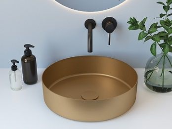Round Surface Mounted Basin Brushed Gold