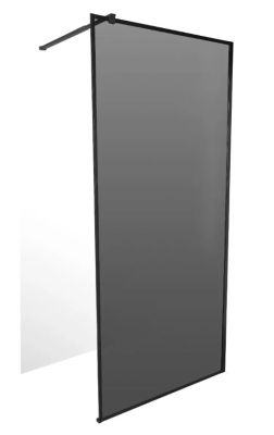 Pyrenees Shower Screen Matt Black Frame Smoked Glass 900x2000mm