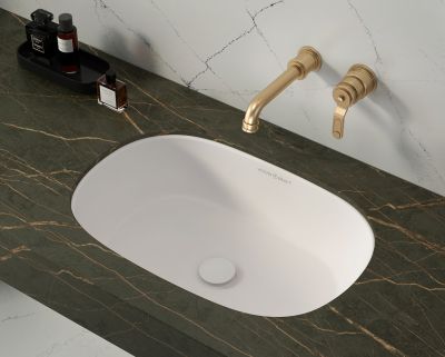 Barcelona 56  Basin Undermount Oval Sink Matt White 376x171x569mm