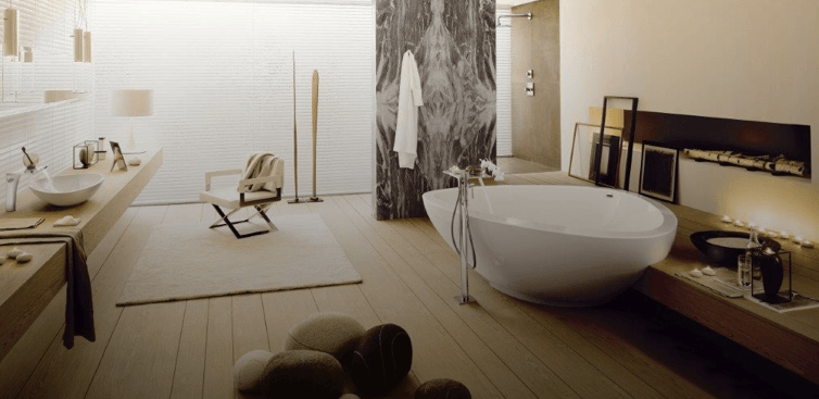 The standalone or freestanding bath